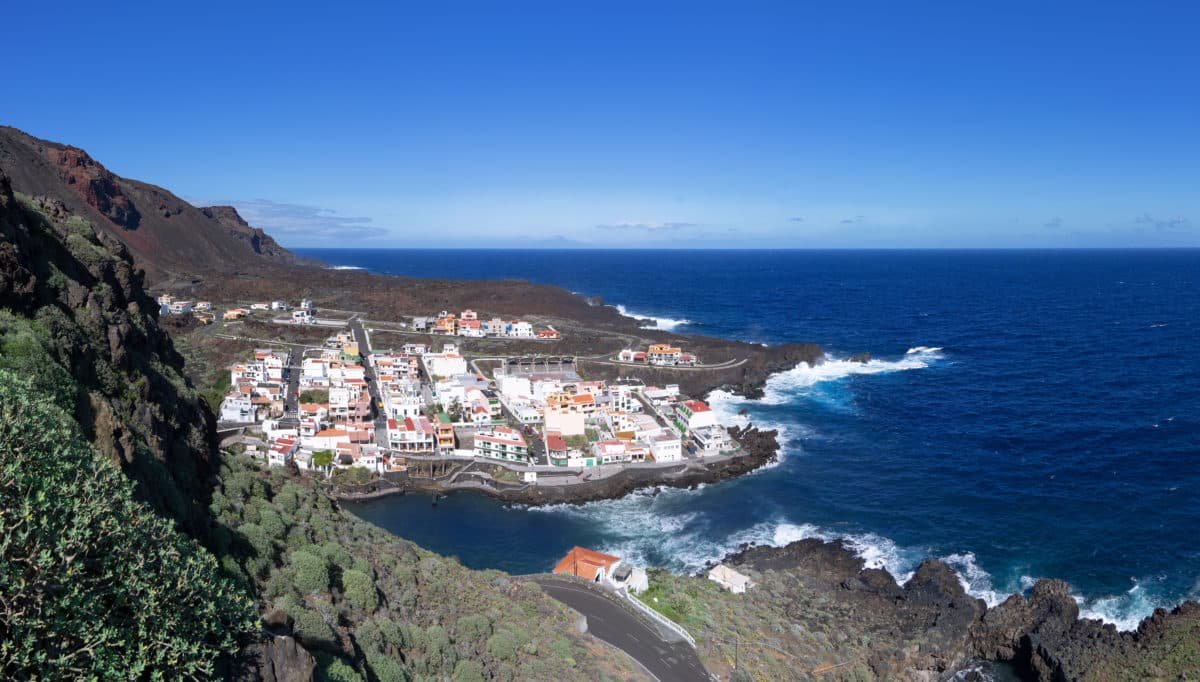 View from above to the village Tamaduste on the island of El Hierro