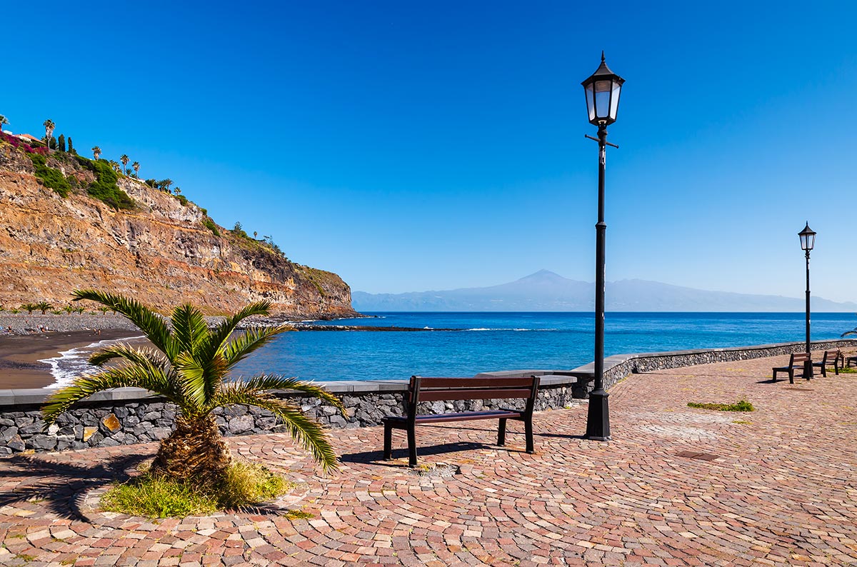 Vista sul mare palme sull'oceano, San Sebastian, La Gomera