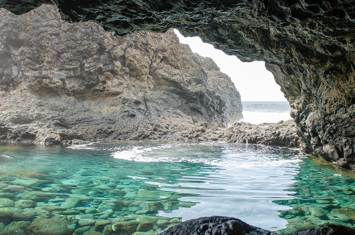 Charco Azul, Blue Pool, a natural pool with turquoise water in El Hierro